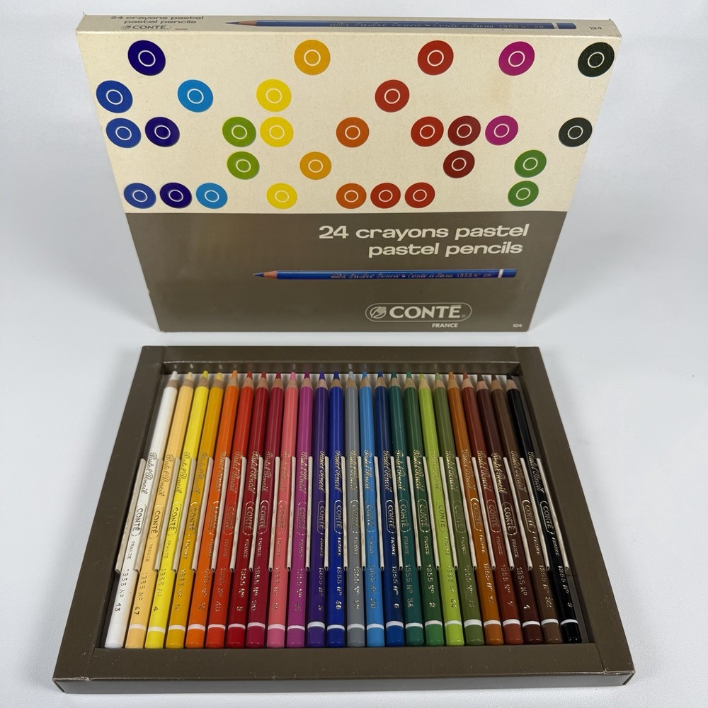 Vintage Conté No. 124, Set of 24 Pastel Pencils- Open Box NOS