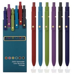 Colorful Gel Pens, 0.5mm Fine Point Retractable,Multi 6Pcs-Vintage Colors