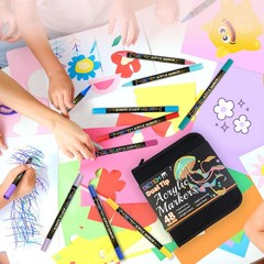 Betem Paint Markers Acrylic Pens, Dual 120 Count (Pack of 1), 48 Colors