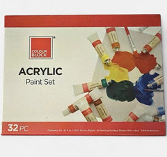 Colour Block Acrylic Paint Set, 32 Pc Set, Multicolor Acrylic Paints