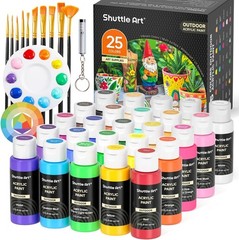 25 Colors Outdoor Acrylic Paint Set, 2oz/60ml Waterproof Acrylic Paint with 1…