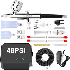 Airbrush Kit with Air Compressor, 40 48 PSI High Pressure Air Brush Non-Clogging