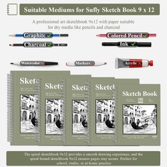 9 x 12 Sketchbook, 68lb/100gsm Sketch Pad 100 Sheets Spiral Bound Acid Free D…