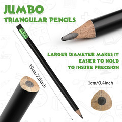 48 Pcs Fat Pencils Jumbo Big Thick Large Pencils and 3 Pieces Sharpeners for Kid