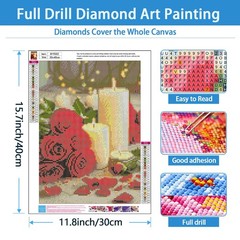 Red Rose Diamond Art Kits for Adults,Round Full Drill 5D Diamond Painting Kits f