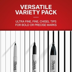 Permanent Markers Variety Pack Chisel Fine Ultra-Fine Tips Black 6 Count