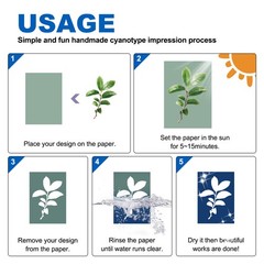 Cyanotype Paper,24 Sheet Sun Print Paper Red Crafts with Board, 5.8×8.3″