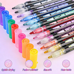 24 Colors Outline Glitter Markers, Double Line Shimmer Marker Pens for Christmas