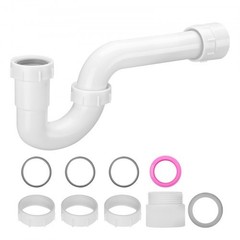 P-Trap, 1-1/2 Inch P Trap Sink Drain Pipe Kit with Threaded Adapter and TPU …