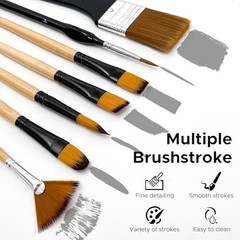 32 Pcs Paint Brush Set, Artist Paint Brushes for Acrylic Painting, Wooden 2