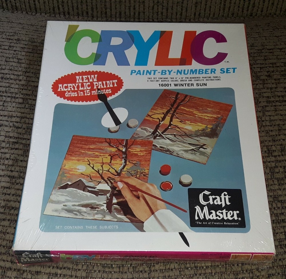 Craft Master Crylic Paint By Number Set 1969 sealed new 16001 winter sun ACRYLIC