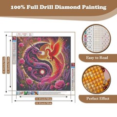 DIY Diamond Art Kits for Adults, Dragon and Phoenix 5D Diamond Painting Kits for