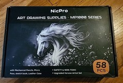Nicpro 58PCS Art Drawing Supplies Kit in Leather Case, MP1000 Black