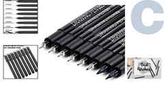 0.2-3.0mm Versatile Micro Fineliner Set – Black Fine Art Pens for Sketching