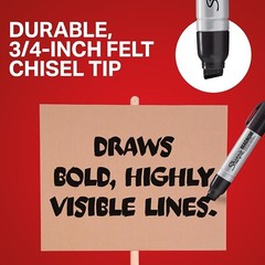 Durable Magnum Permanent Markers – 12 Black Chisel Tip Pens for Art & Industry
