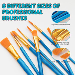Art Paint Set for Kids, Painting Supplies Kit with 5 Canvas Panels, 8 Brushes, 1