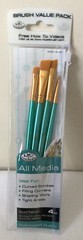 New Royal Langnickel 4 Piece Gold Taklon Angular Paint Brush Set RSET 9191 (S16)