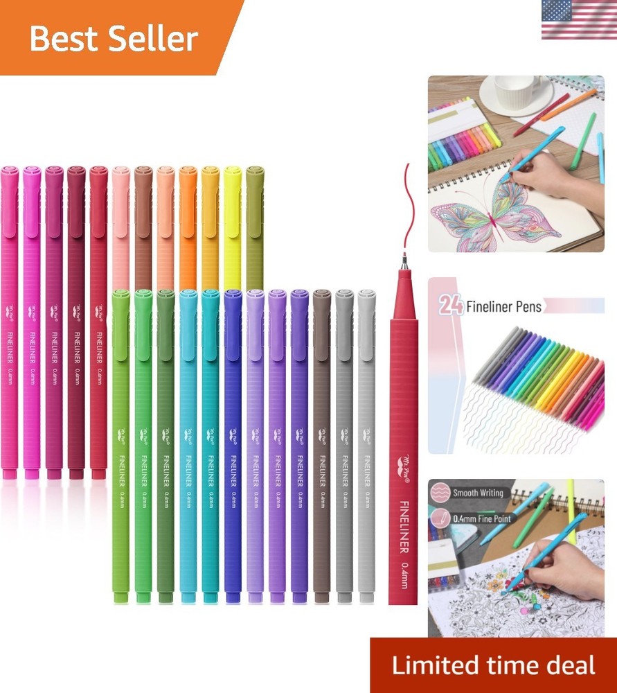 Fineliner Pens Colored, 24 Pack, Bible Journaling Pen, Ergonomic Triangular C…