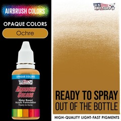 US Art Supply 1-Ounce Opaque Ochre Airbrush Paint