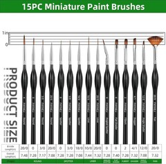 Detail Paint Brushes Set,15pcs Miniature Paint Brushes for Fine Detailing, Art