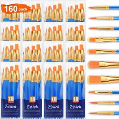 ESRICH Acrylic Paint Brushes Set, 16 Packs /160 Pcs, Nylon Brush 160, Blue