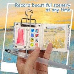 Mini Portable Palette Set,Pocket Artist Pad Sketch Book Travel Set,Brushs wit…