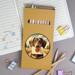 12 x ‘Dachshund Love Note’ Long 178mm Coloured Pencils / Pencil Set (PE00075661)