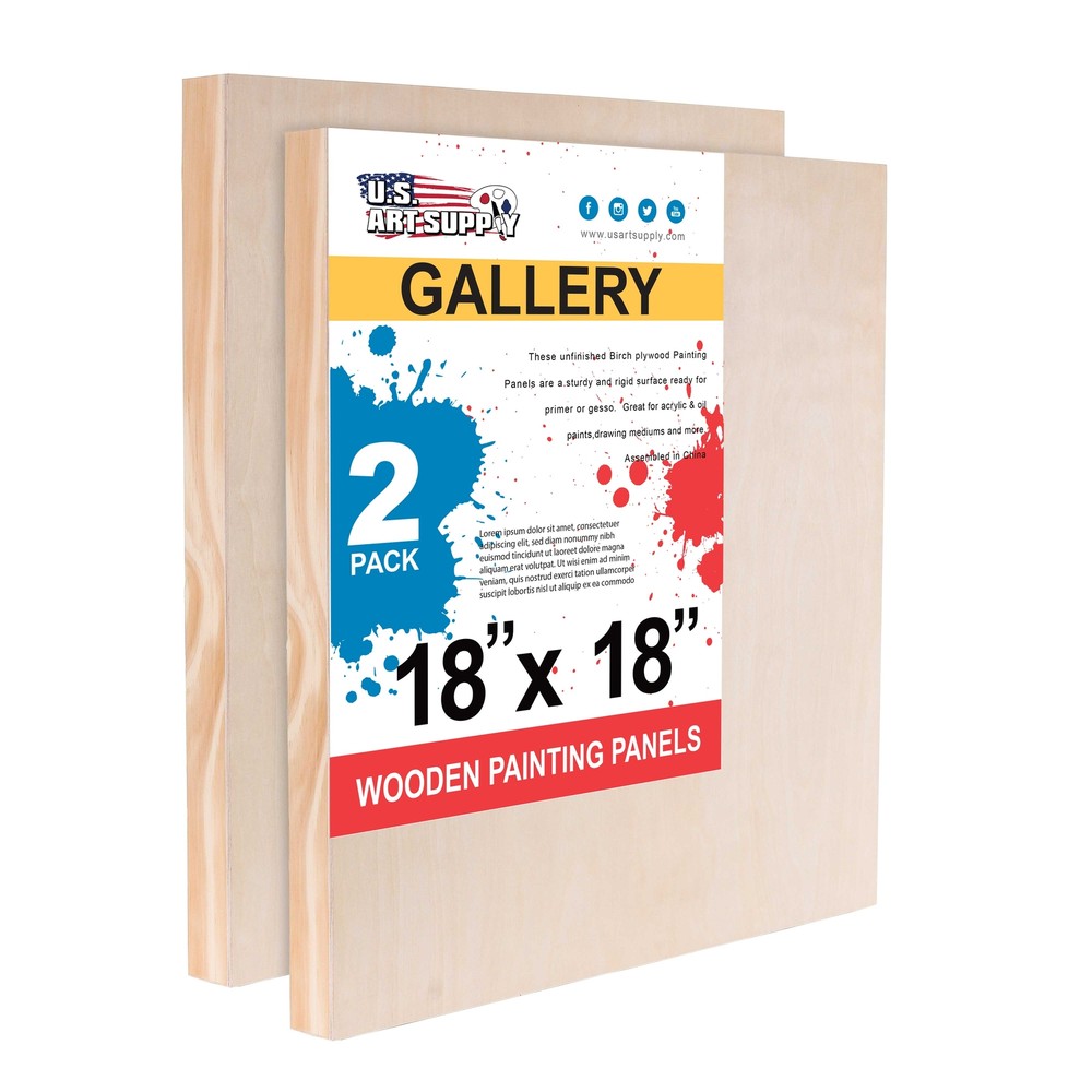18″ x 18″ Gallery 1-1/2″ Profile Depth Artist Wood Pouring Panel Boards 2-Pack