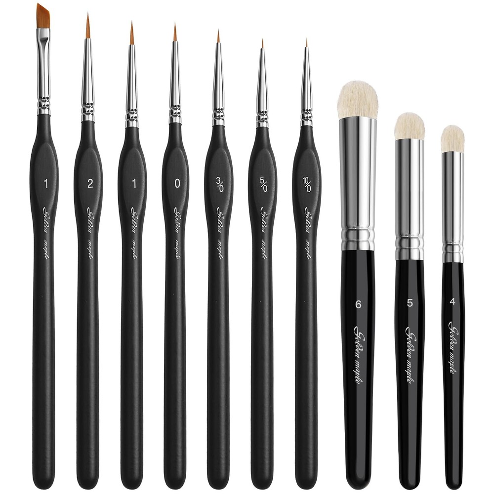 Golden Maple Miniature Paint Brushes Drybrush-10pcs Micro Detail Paint Brush …