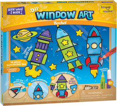 Window Art Rocket | Low Mess Suncatcher Kit | 16 Pieces Glass Painting Set | Kid