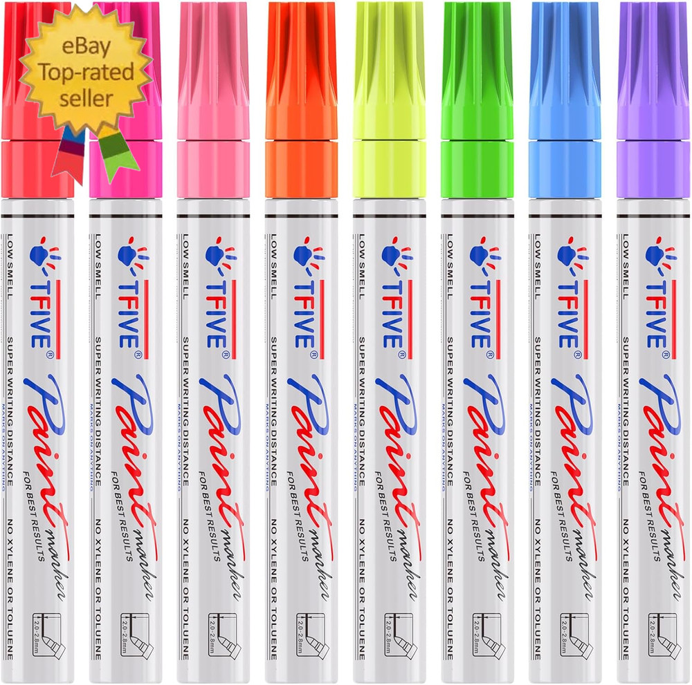 Fluorescent Paint Markers, 8 Colors Neon UV Paint Pens for Blacklight – Oil-Base