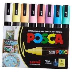 Markers Set, 8 Medium Paint Markers 5M – Soft Tones – White, Sunshine Pastels