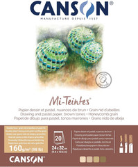 CANSON Mi-Teintes Coloured Drawing 160Gsm 24X32Cm Paper Pack, Double Sided: Hone