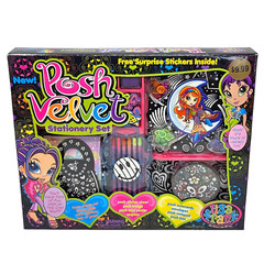 LISA FRANK POSH VELVET STATIONERY SET STICKERS MARKERS BEADS NEW SEALED IN BOX