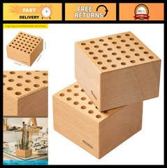 2Pcs Beechwood Pencil & Brush Holders – 36 Holes Art Tool Organizer Rack