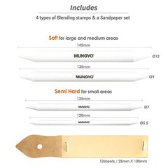 Blending Stumps Sandpaper Set 4 Sizes Shading Pastels Charcoal Sharpener
