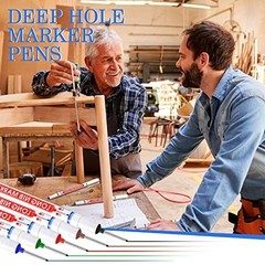 60 Pcs Deep Hole Marker Pens – Long Nosed Waterproof Scribers for Woodworking, C