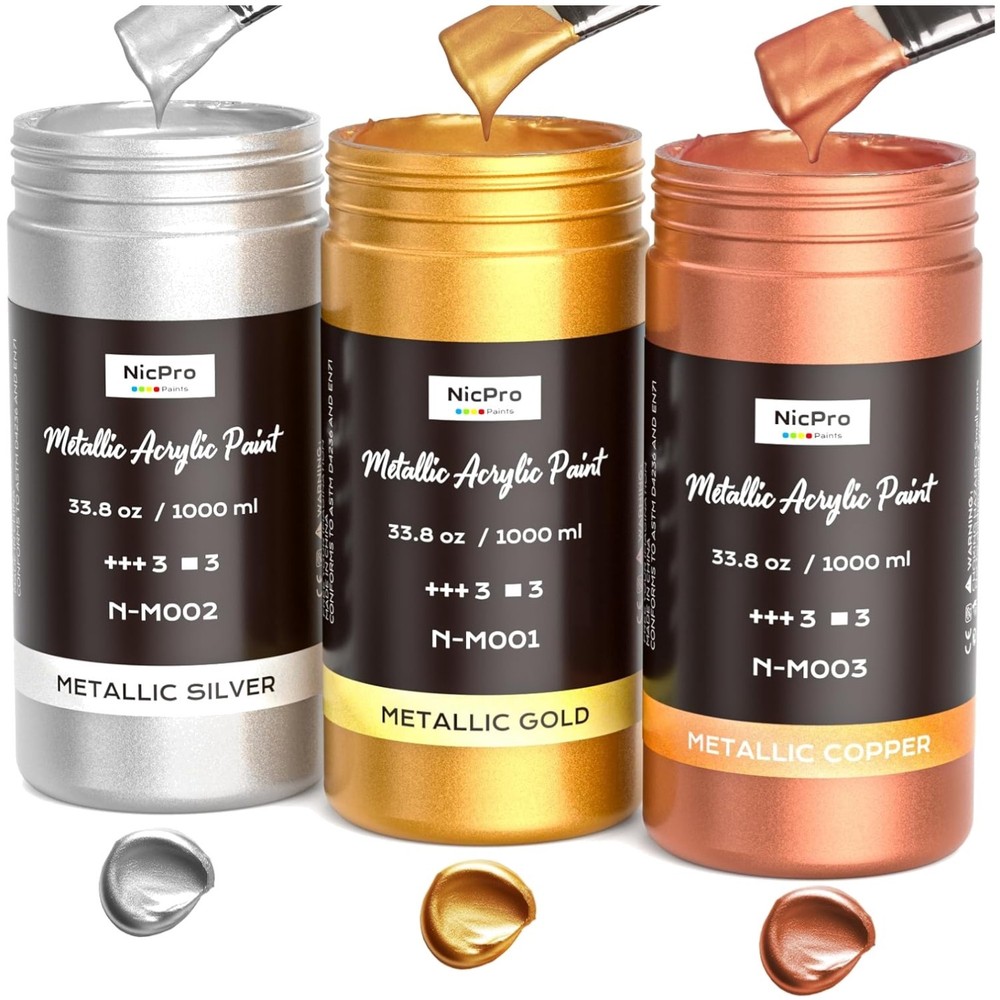 Multi-Surface Metallic Paint – Gold, Silver, Copper
