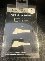 Alcohol Marker Set 6 pc Twin Tipped Chisel Brush Green Tone Master Touch 1762426