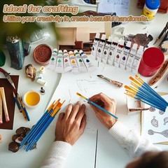 Acrylic Paint Set, 24 Colors 0.4 Oz/bottle with 12 Art Brushes, Art Supplies