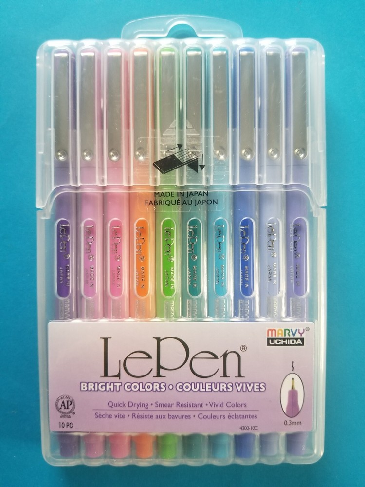 NEW – Le Pen Bright Colors Pens 10 Piece top 0.3mm – Free ShipN!