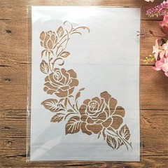 TIAMECH A4 Reusable Flower Stencil for Painting – 8.3×11.7 inches, White