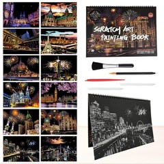 12 Pages Scratch Art Book Rainbow Scratch Art Adults City Series Scratch and …
