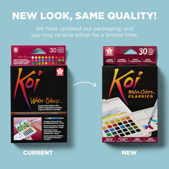 Koi Field 30 Assorted Watercolors with Water Brush Sketch Set XNCW-30N