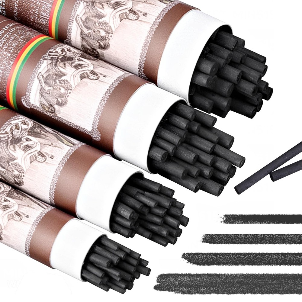 100 Pcs Willow Charcoal Sticks for DrawingWillow Charcoal PencilsSoft Black D…