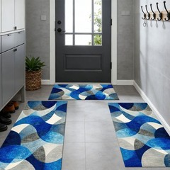 Soft Abstract Floor Mats 3Pcs Non-Slip Washable Rugs for Kitchen Entryway Home