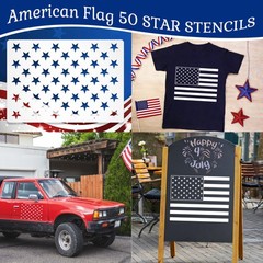 8 Pack 50 Star Stencils for American Flag Templates Wood Painting Crafs Fabric