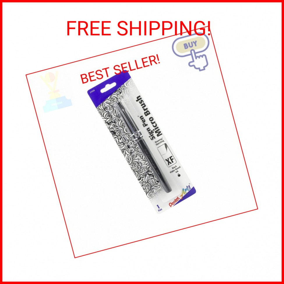 Pentel Arts Sign Pen W/Micro Brush Tip-Black