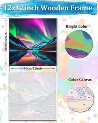 Framed Paint by Numbers Kit for Adults Beginners,12x12inch Easy Aurora Paint by