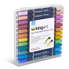 24-Piece Dual Tone Glitter Marker Set – 48 Shimmering Colors (2 per Pen) – Fl…